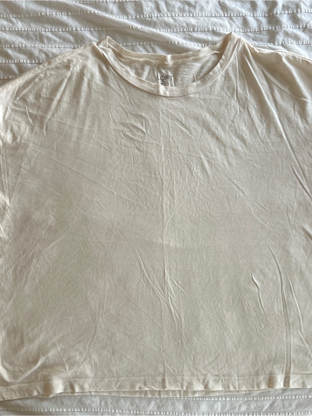 LOFT women's Crew Neck Short Sleeve Tee in Cream